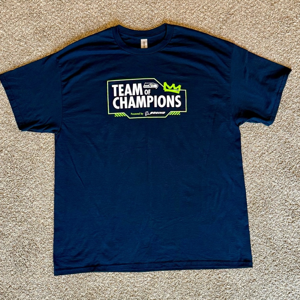 Seattle Seahawks Team of Champions Gildan Dryblend Blue T-Shirt - Men's XL
